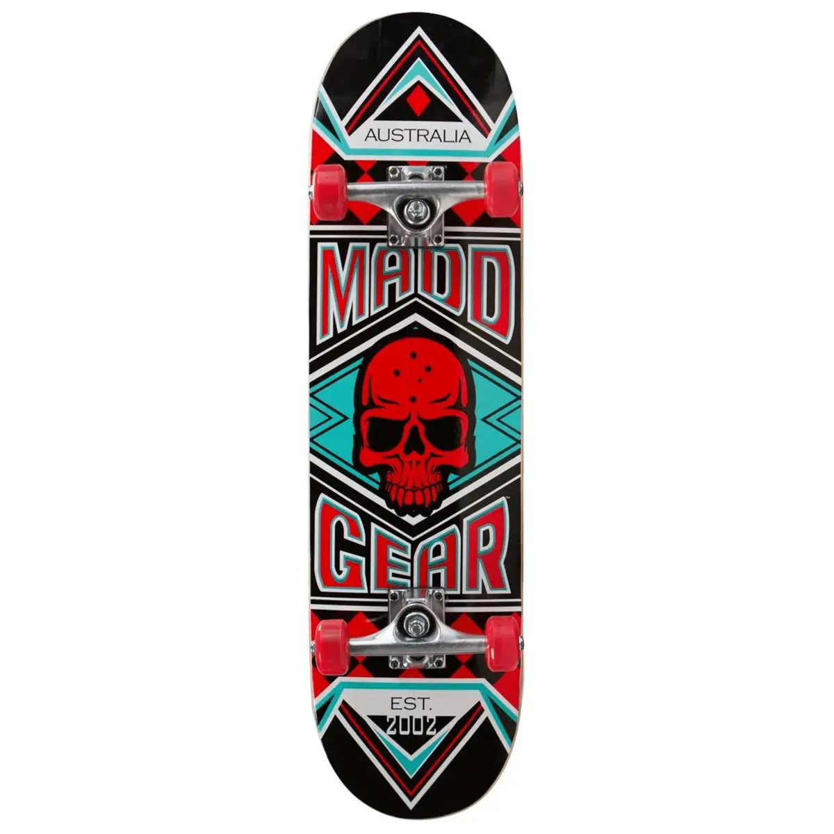 Madd Gear Pro Jest Complete Skateboard, Red/Turquoise 1