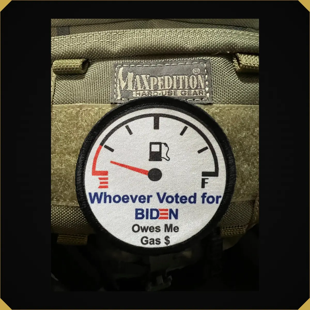 3" Biden Owes Me Gas Money Funny Morale Patch 1