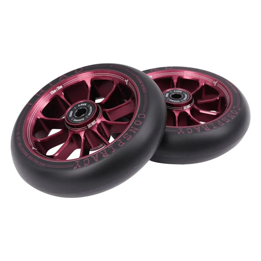 Triad Conspiracy Scooter Wheels 120Mm X 30Mm (Pair), Ano Red 1