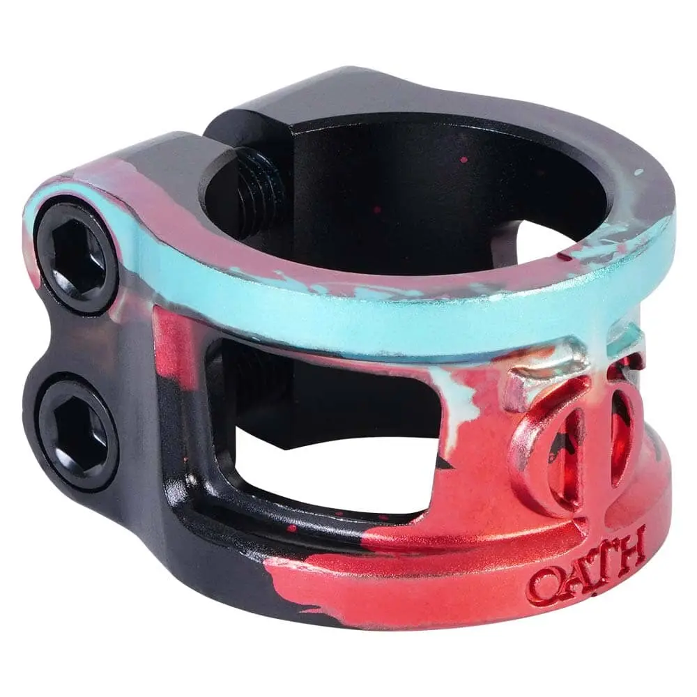 Oath Cage V2 Alloy Hic/Ihc Scooter Clamp, Black/Teal/Red 1
