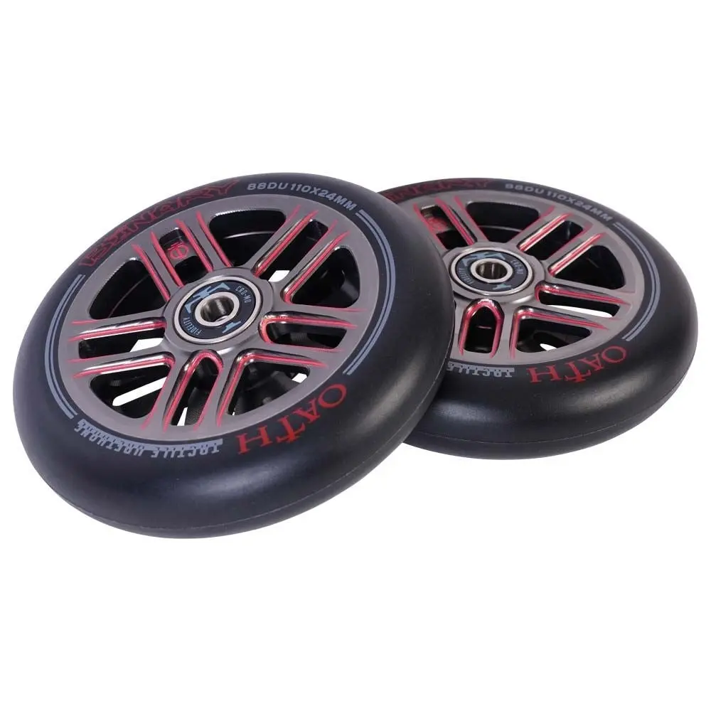 Oath Binary Scooter Wheels (Pair) 110Mm, Red/Titanium 1