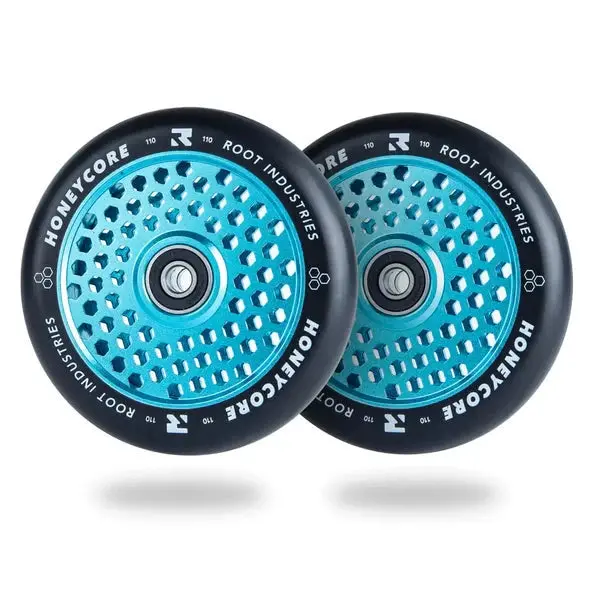 Root Honeycore Pro Scooter Wheels 110Mm, Black/Sky Blue 1