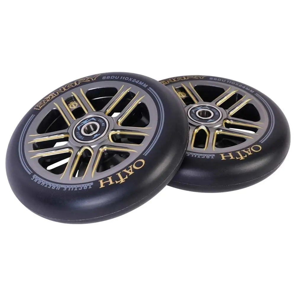 Oath Binary Scooter Wheels (Pair) 110Mm, Titanium/Gold 1