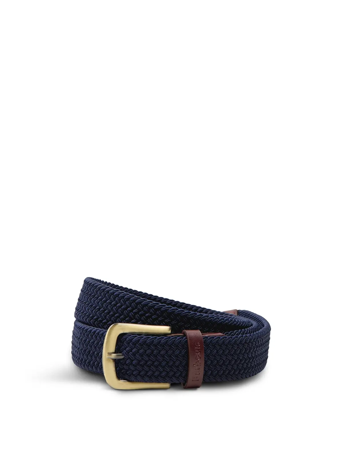 Barbour Stretch Webbing Leather Belt Navy 1