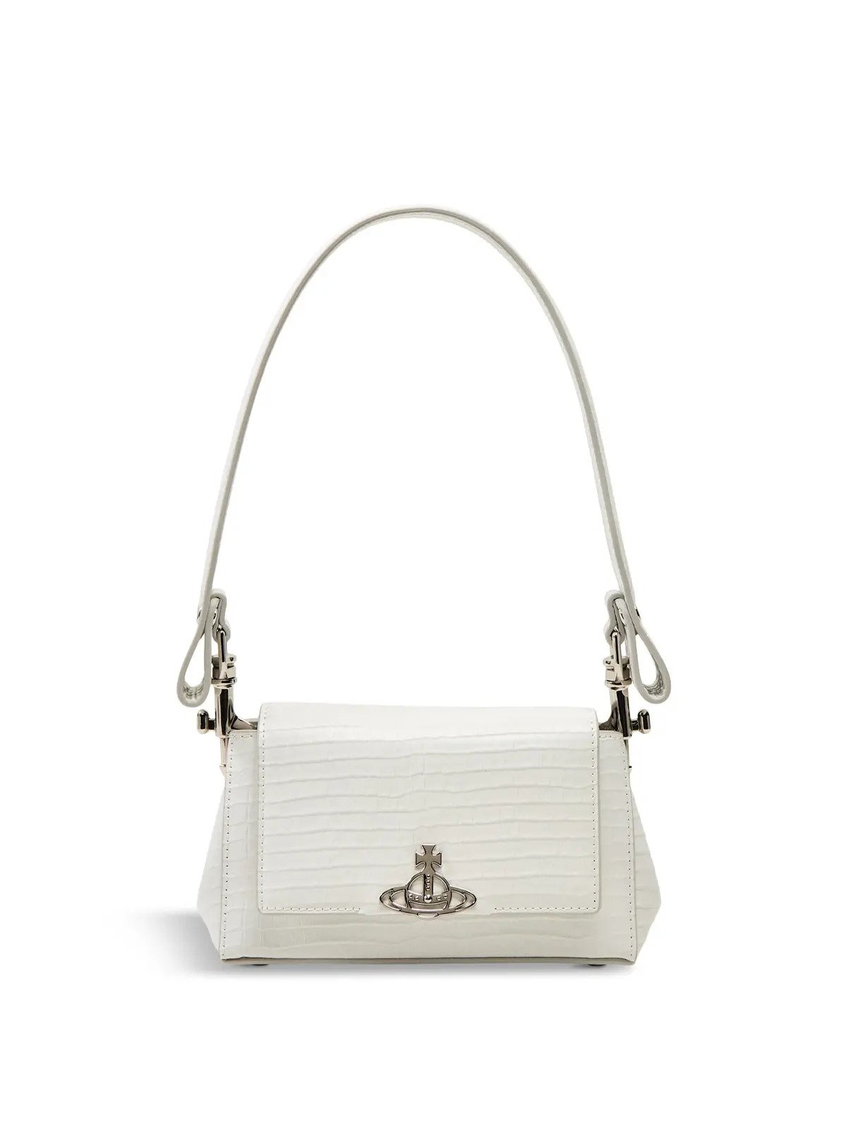 Hazel Mini Croc Embossed Small Handbag White Leather 1