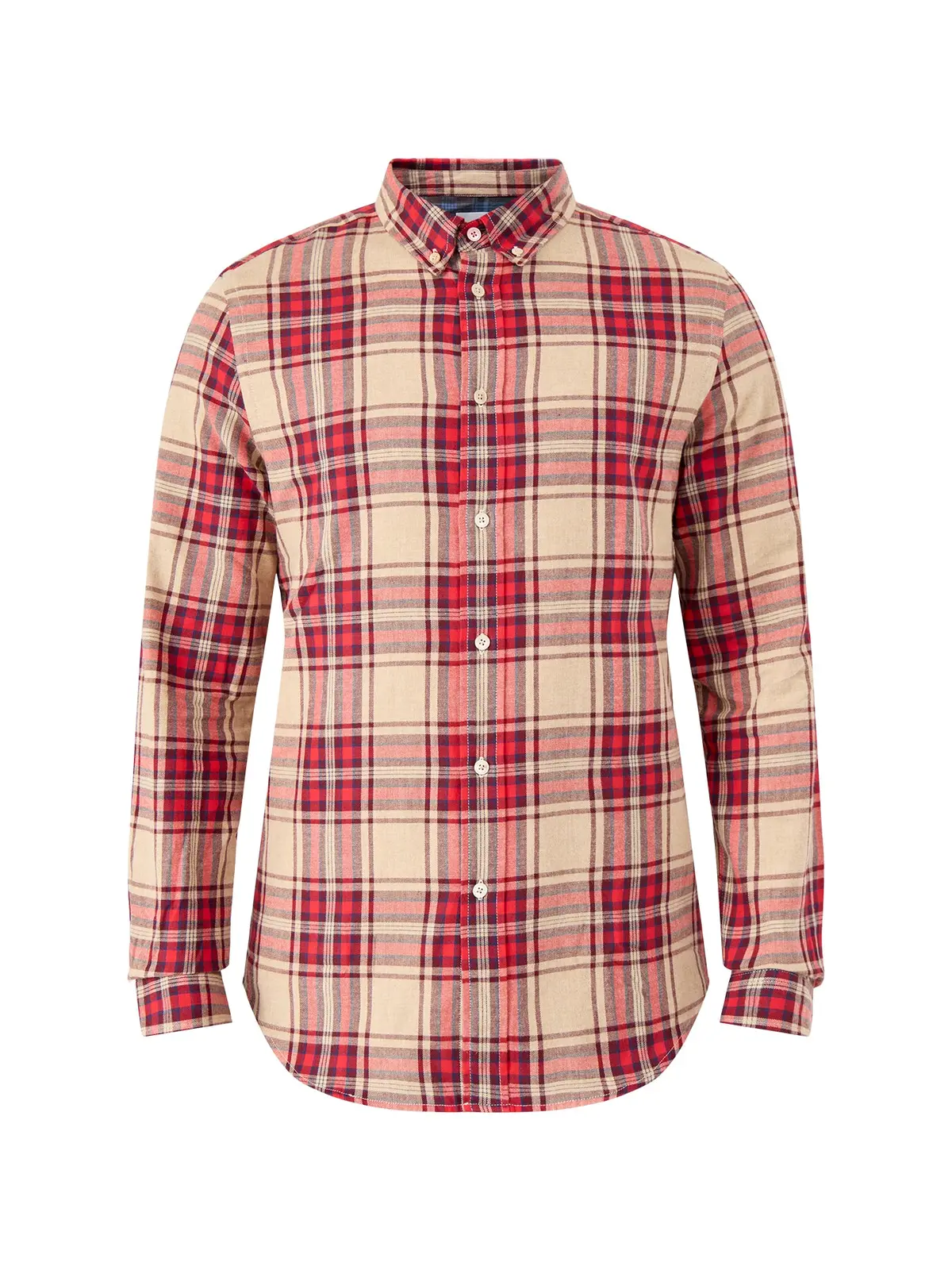 Flannel Check Shirt Tan 1