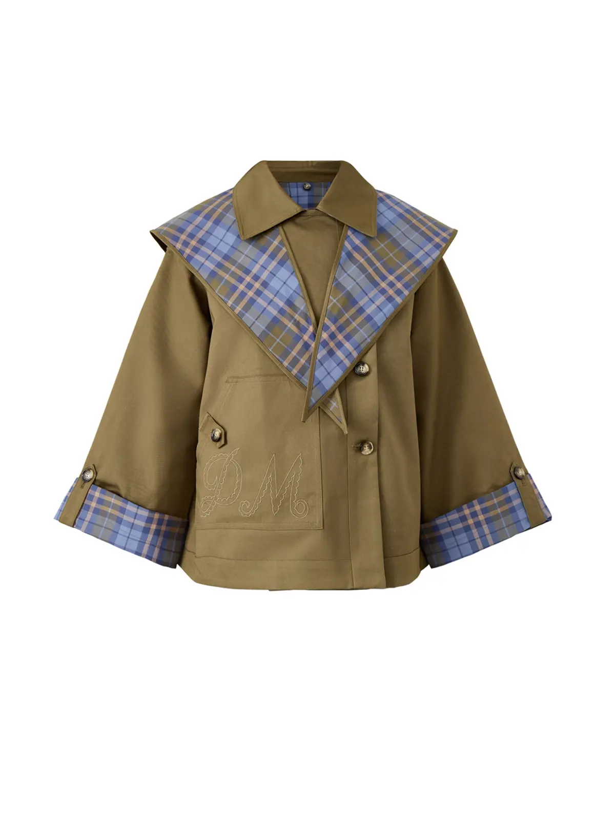 Jerry Crop Trench Coat Olive Organic Cotton 1