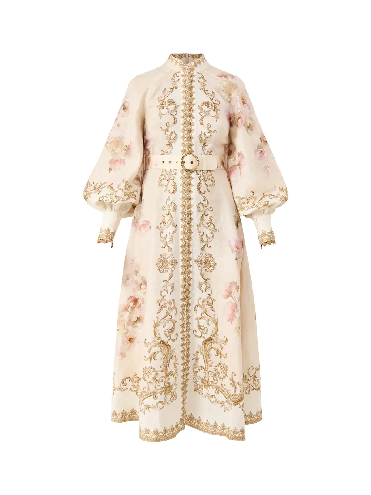 Hypnotic Buttoned Midi Dress Cream Peony 1