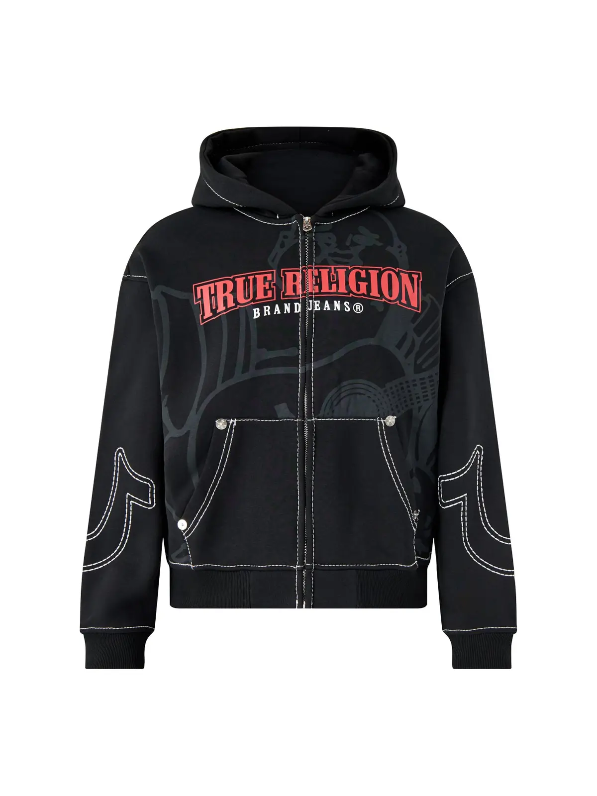 Fashion Big T Zip Up Hoodie Jet Black 1