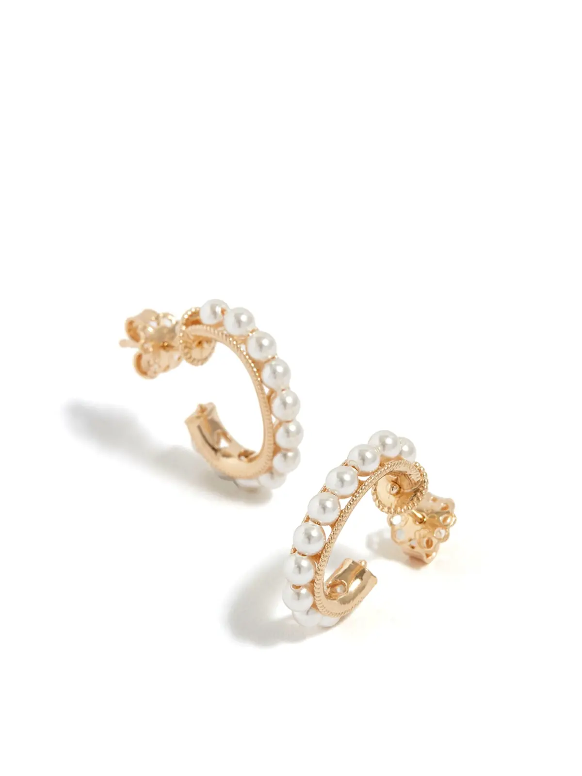 Pearl Mini Mondello Hoop Earrings Core Gold White Pearl 1