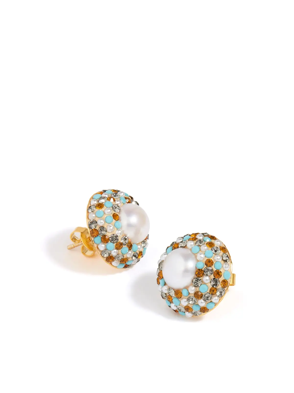 Mosaic Pearl Stud Earrings Multi 1