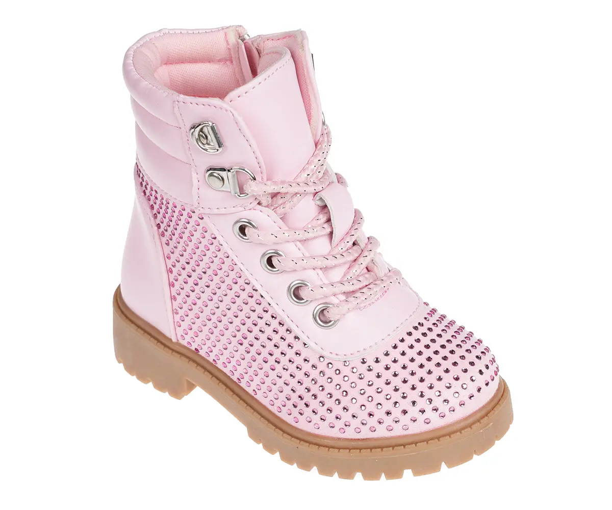 Bebe Girl's Cowboy Boots, Chelsea, And Tall Boots - Comfortable Western Riding Combat Boots For Toddler, Pink/Tan 1