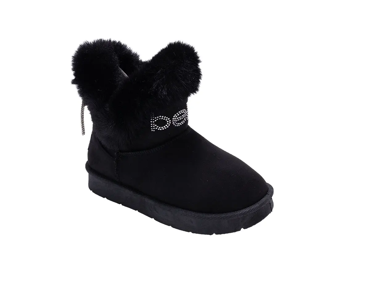 Bebe Girls' Boots – Fuzzy Winter Boots For Girls With Faux Fur And Bow,&Nbsp;Cozy Winter Boots For Little Kid/Big Kid 1