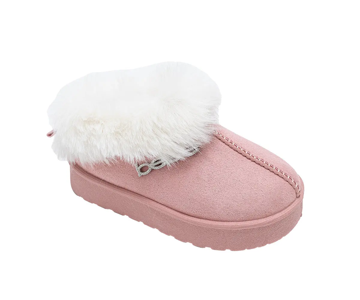 Bebe Toddler Girls' Platform Boots – Microsuede Bootie With Faux Fur, Comfy Platform Shoes For Toddlers 1