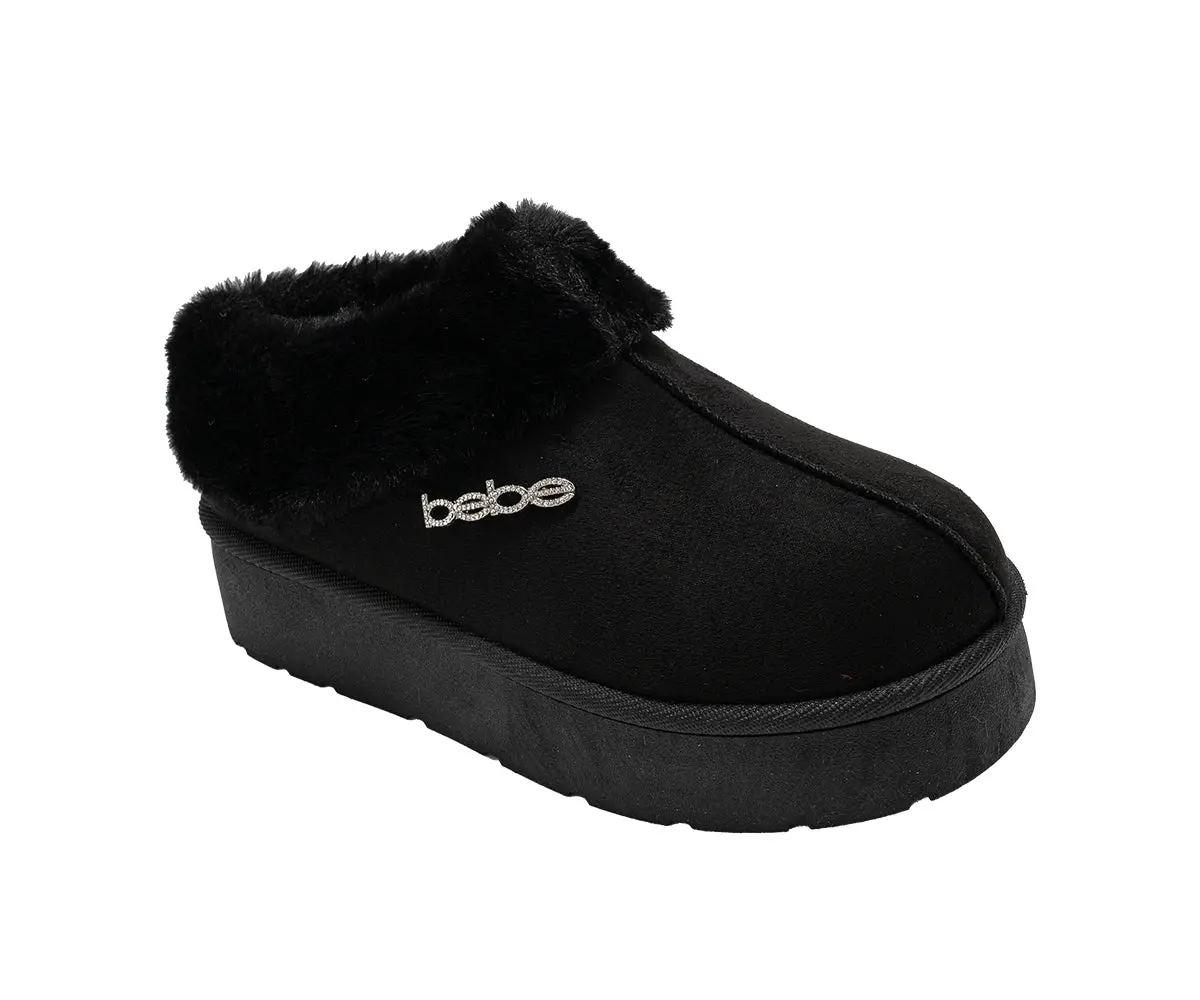 Bebe Women's Platform Ankle Boots – Cozy Faux Fur Lined Slip-On Booties, Indoor And Outdoor Shoes For Winter 1
