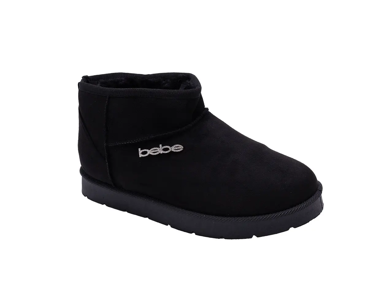 Bebe Women's Winter Ankle Boots – Cozy Faux Fur Lined Slip-On Booties, Warm Suede-Style Winter Boots 1