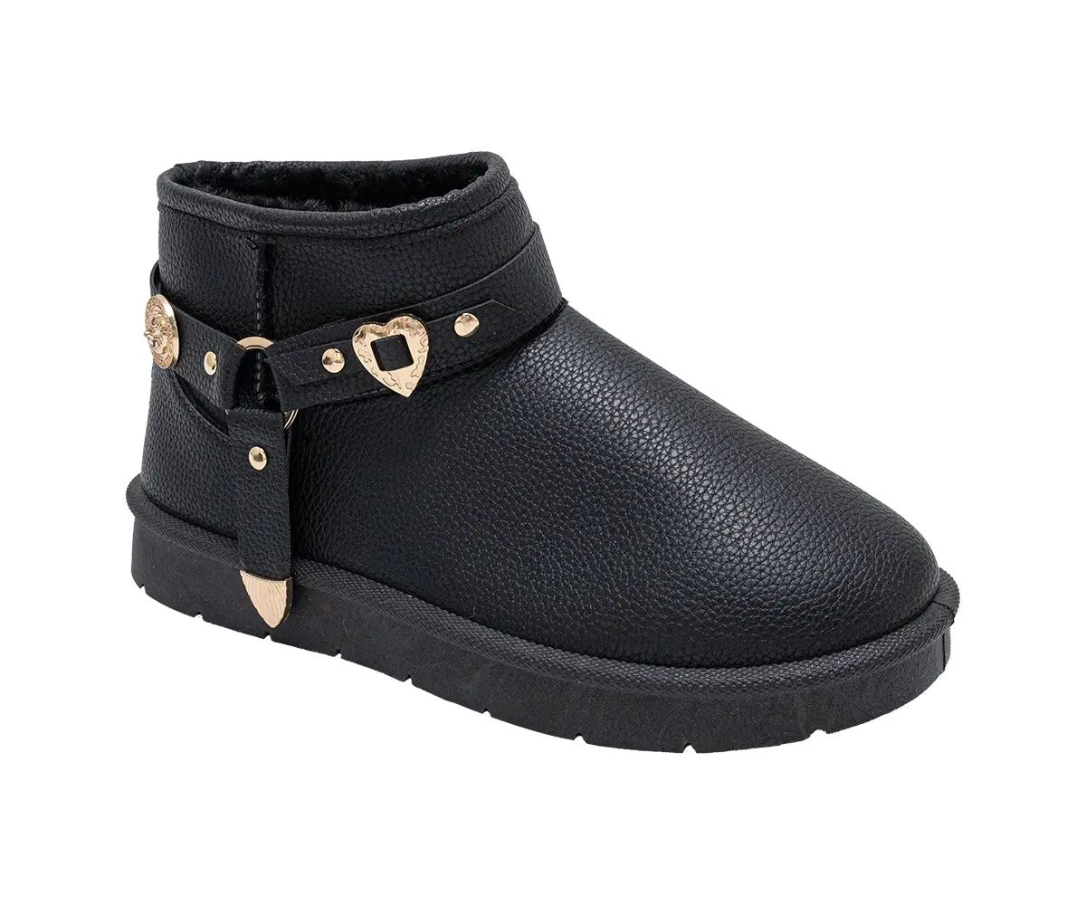 Bebe Women's Winter Boots – Warm Faux Fur Lined Slip-On Booties, Cozy Platform Winter Shoes With Charms 1