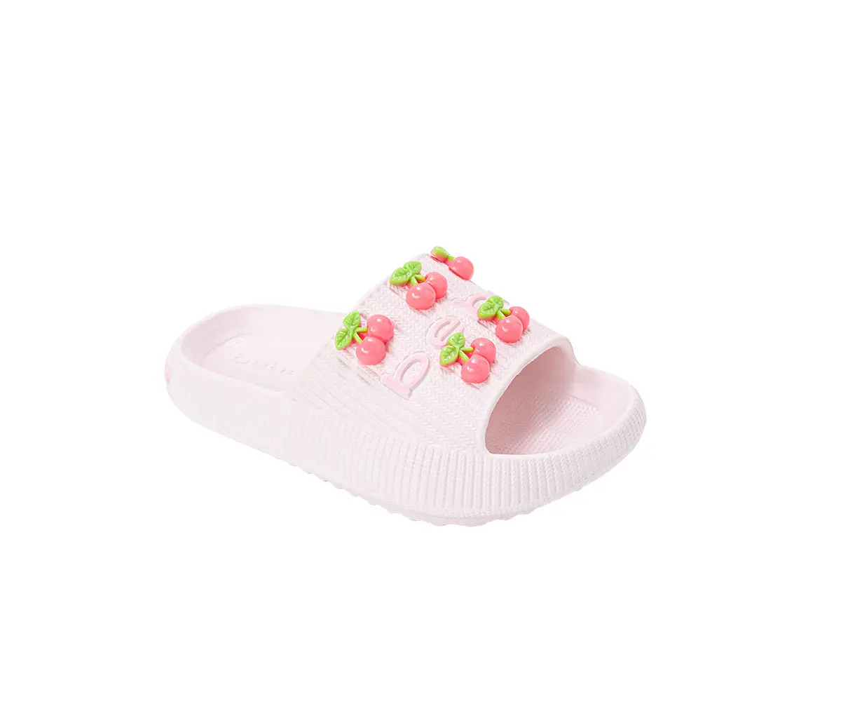 Bebe Girls Eva Slide - Lightweight Comfy Slide Sandals With Cherry Charms 1