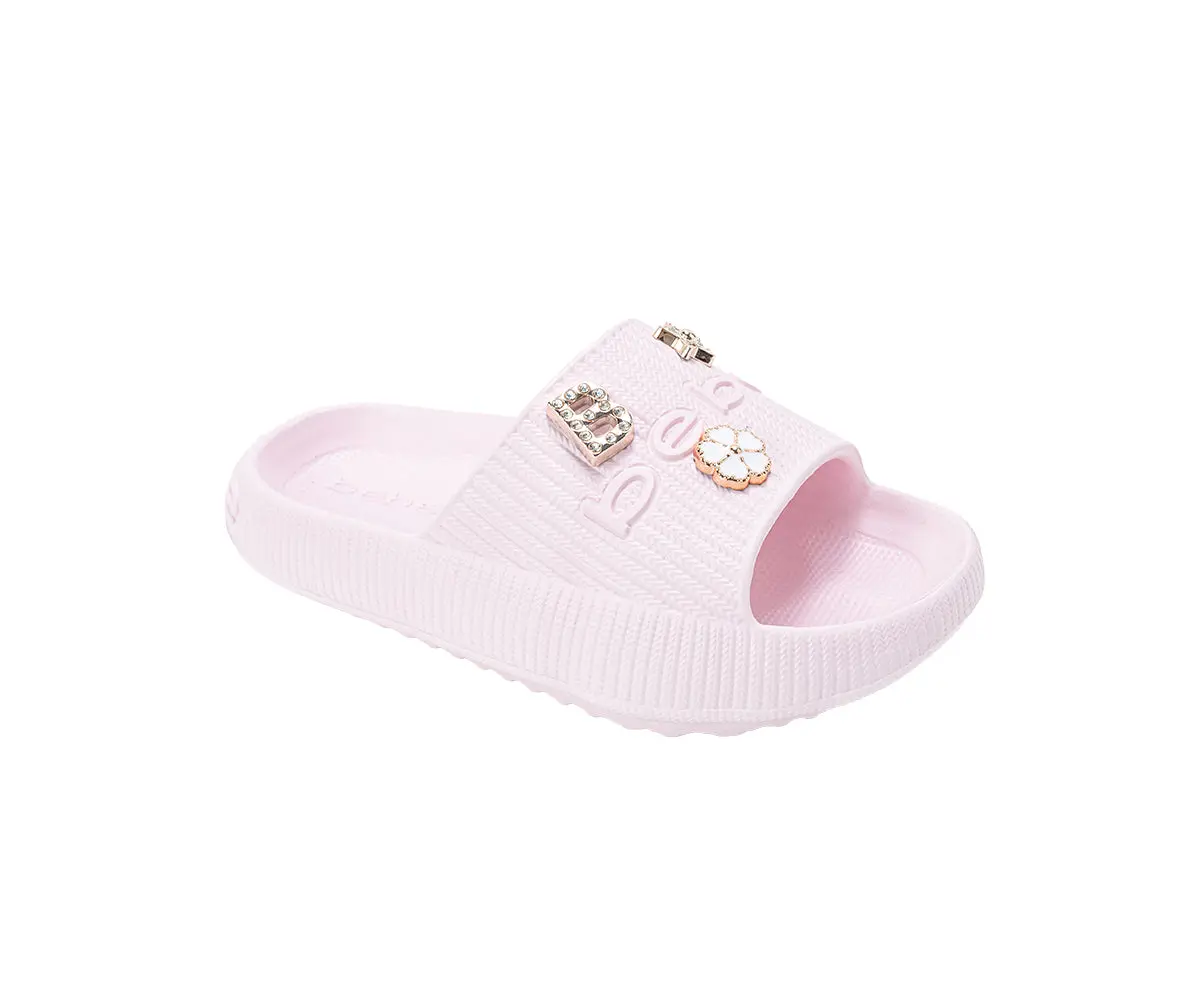 Bebe Girls Eva Slide - Lightweight Comfy Slide Sandals With Metal Charms 1