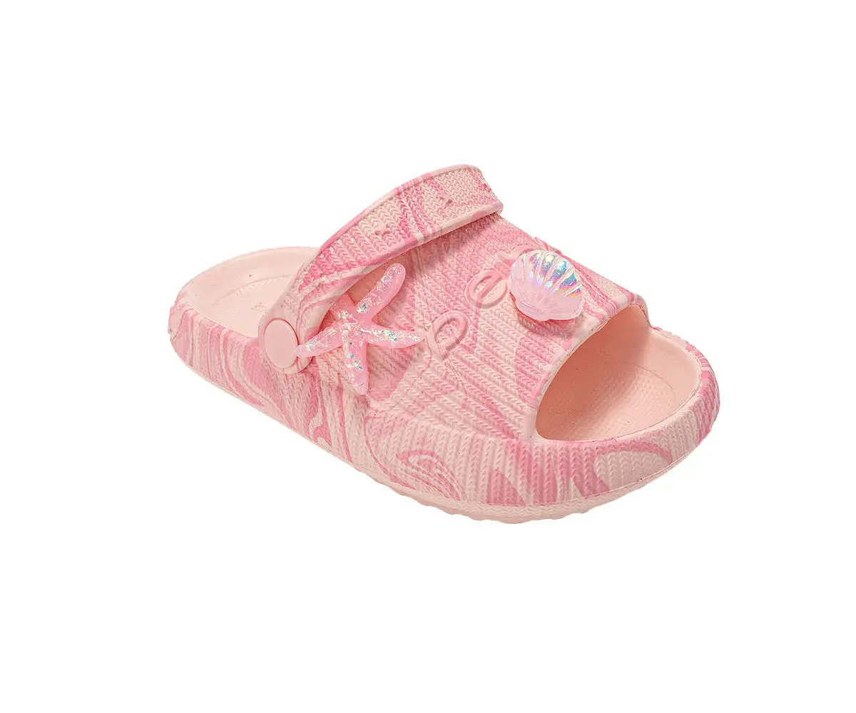 Bebe Toddler Girl's Eva Comfy Slides - With Cute Marble Print And Charms 1