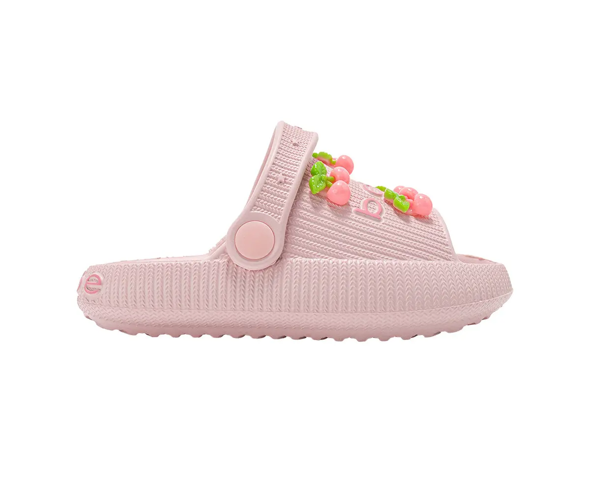 Bebe Toddler Girl's Lightweight Eva Slide With Cherry Charms 2
