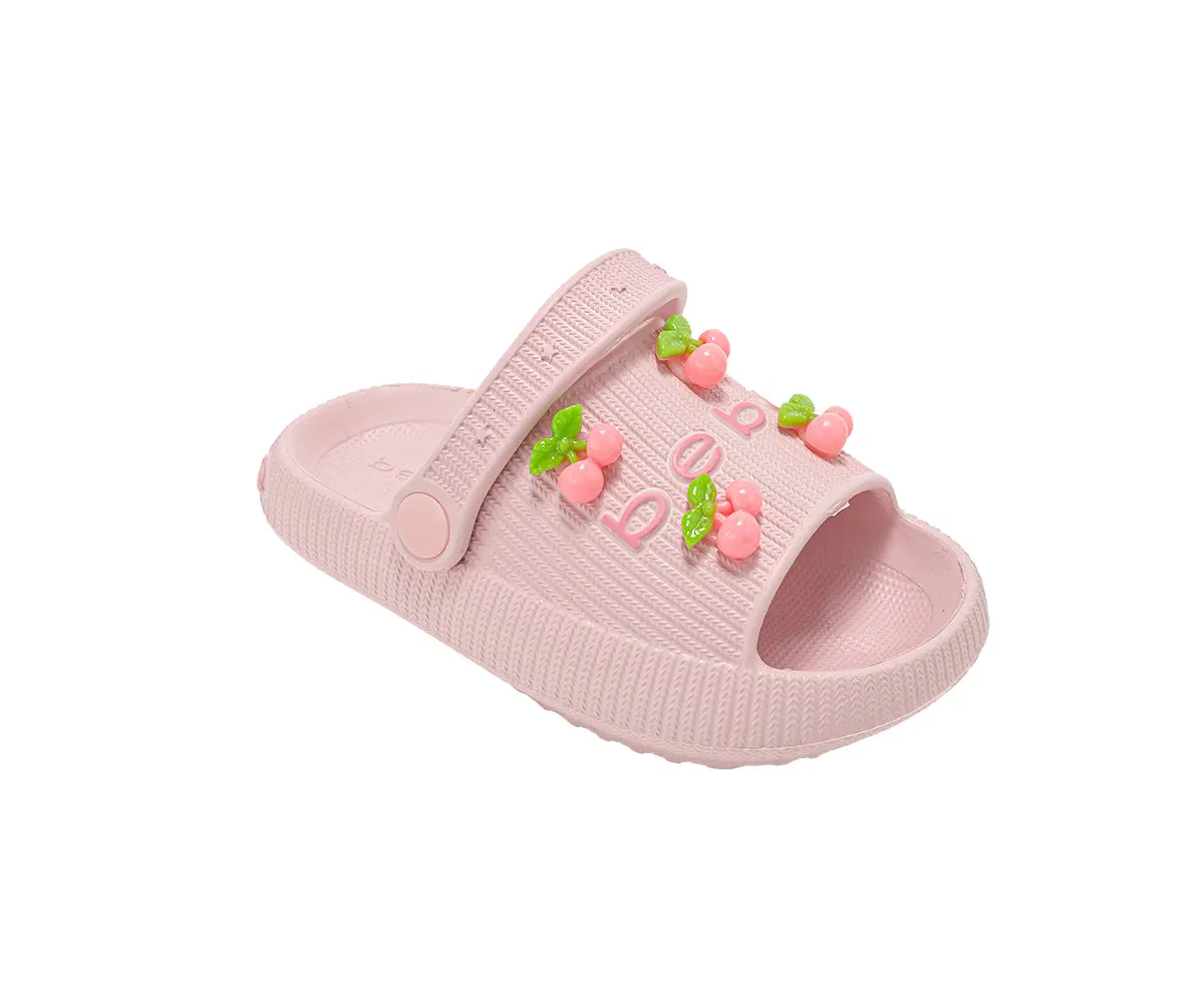 Bebe Toddler Girl's Lightweight Eva Slide With Cherry Charms 1