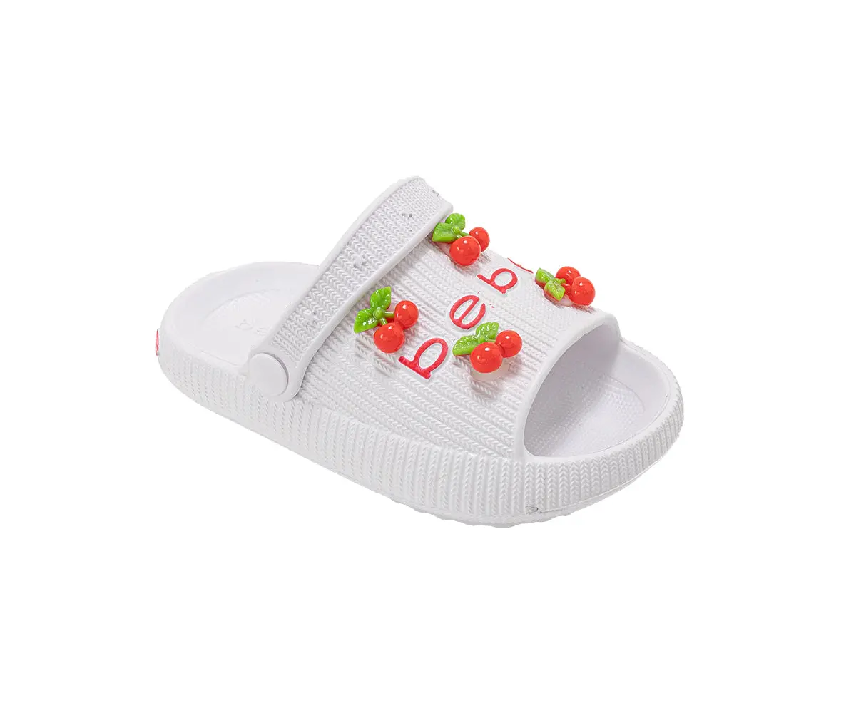 Bebe Toddler Girl's Lightweight Eva Slide With Cherry Charms 9