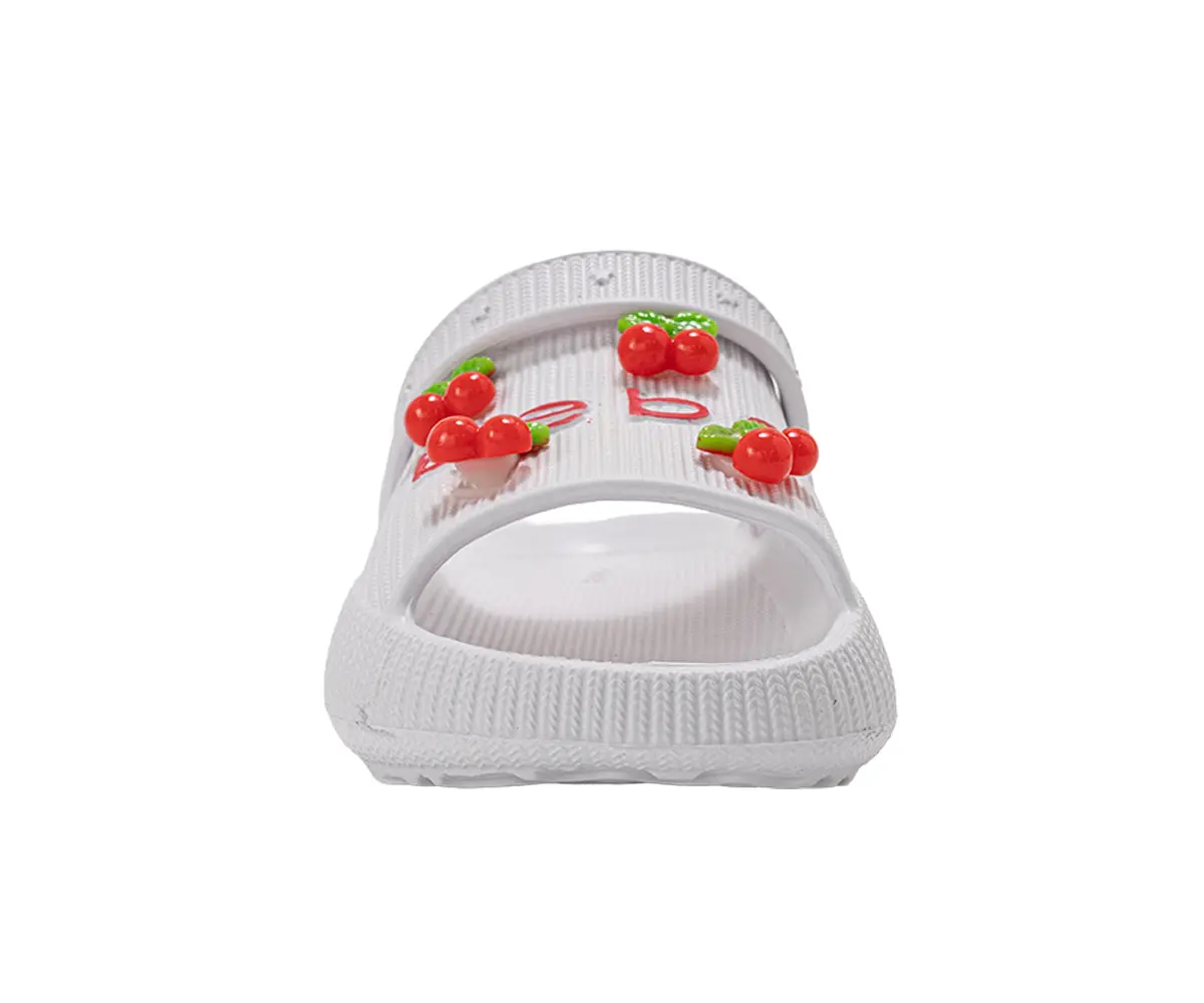 Bebe Toddler Girl's Lightweight Eva Slide With Cherry Charms 12