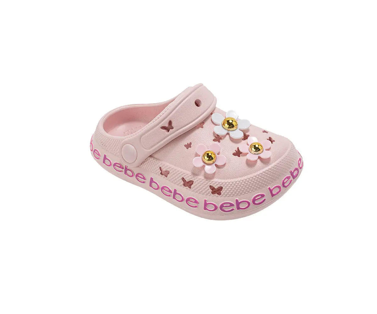 Bebe Toddler Girl's Comfort Eva Clogs - Slip - On Comfy Shoes With Flower Charms 1