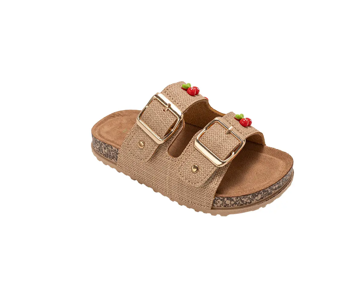 Bebe Girl's Sandals - Comfortable, Easy Slide-On With Cherry Charm Detail 1