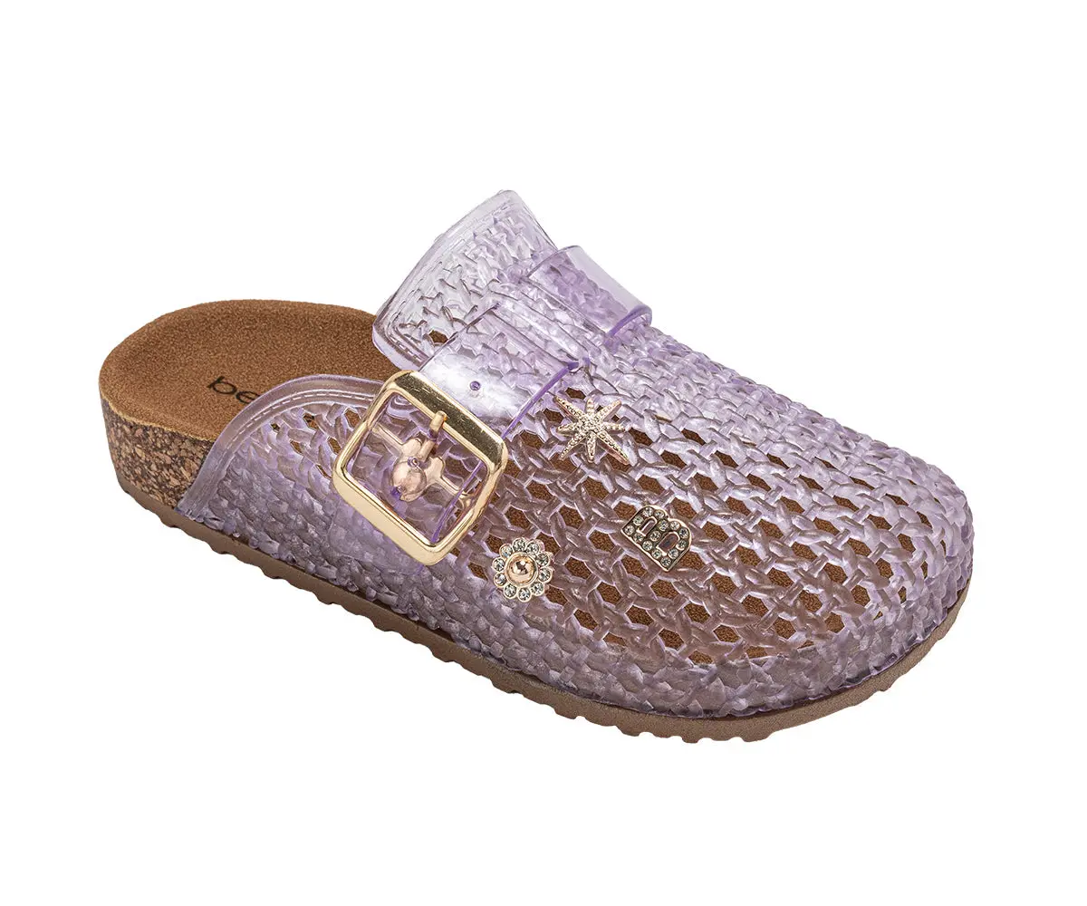 Bebe Girl's Footbed Jelly Clogs - Easy Slip-On Design With Buckle And Charms 1