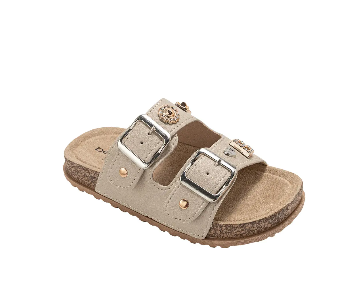 Bebe Girl's Footbed Sandals - Lightweight With Secure Buckles And Multi-Charm Details 1