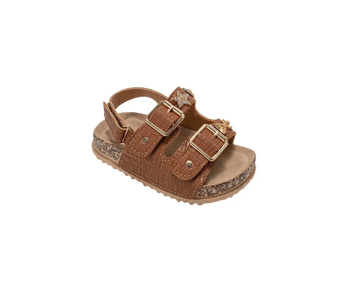 Bebe Toddler Girl's Footbed Sandals - Comfortable Slip-On Summer Shoes With Charm Accents 1
