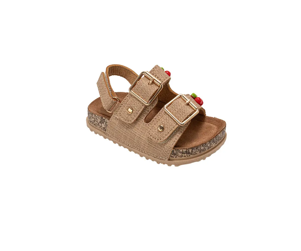 Bebe Toddler Girl's Footbed Toddler Girl's Footbed Sandals & Comfortable Slip-On Summer Shoes With Cherry Charms 1