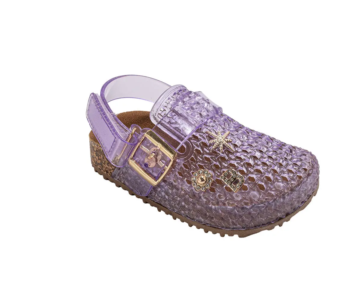 Bebe Toddler Girl's Footbed Jelly Clogs & Slip-On Summer Shoes With Buckle Strap And Charm Accents 1