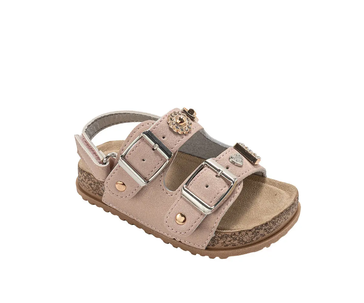 Bebe Toddler Girl's Footbed Sandals & Comfortable Slip-On Summer Shoes With Buckles And Multi Charms 1