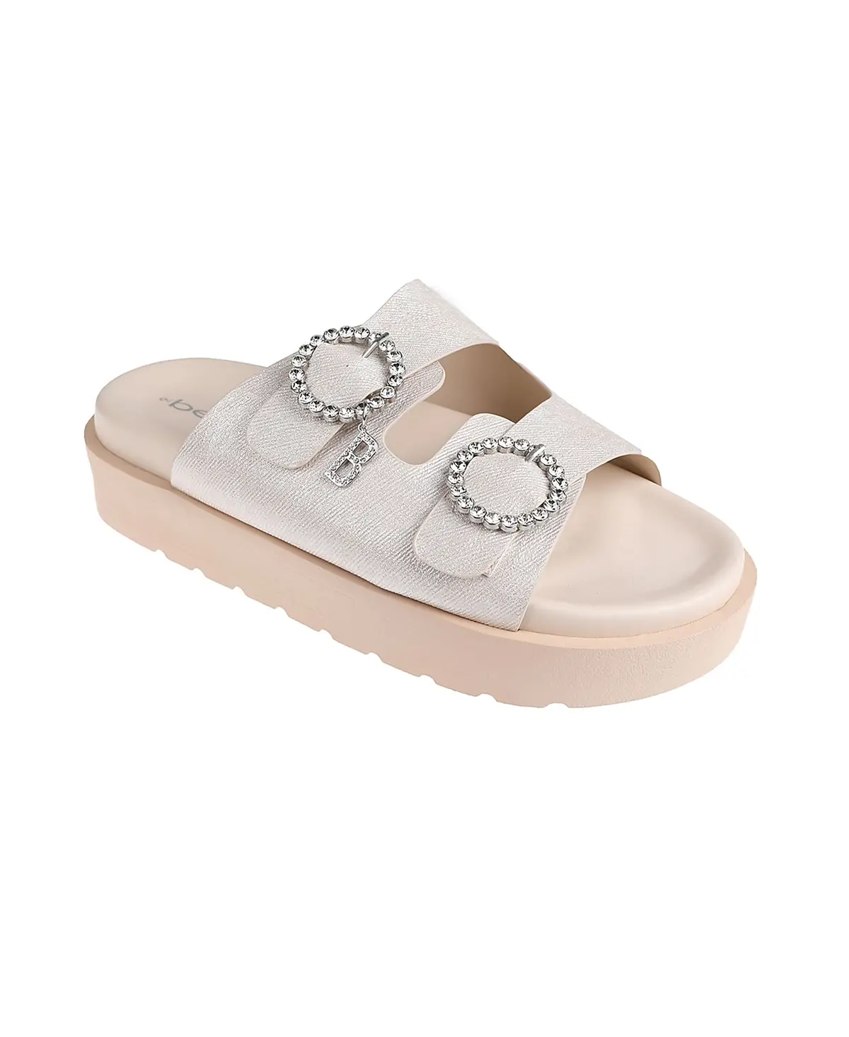 Bebe Women's Sandal With Rhinestone Round Buckles And Dangles B Charm 1