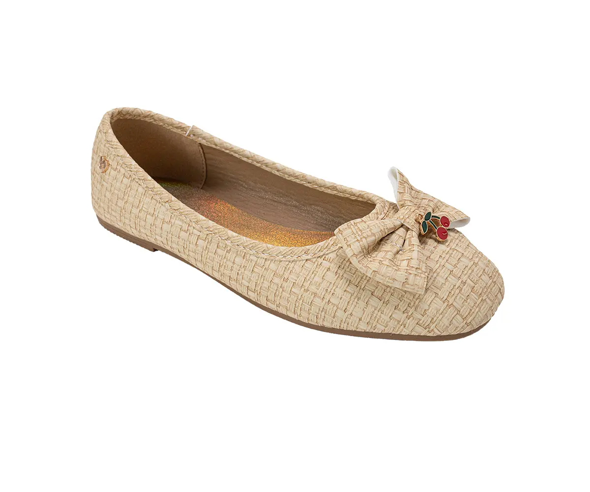 Bebe Girl's Ballet Flats - Comfortable Lightweight Shoes With Cherry Charm, Bow & Heart Rivet 1