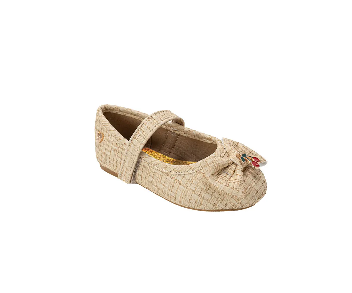 Bebe Toddler Girl's Ballet Flat With Cherry Charm, Bow, And Heart Rivet 1