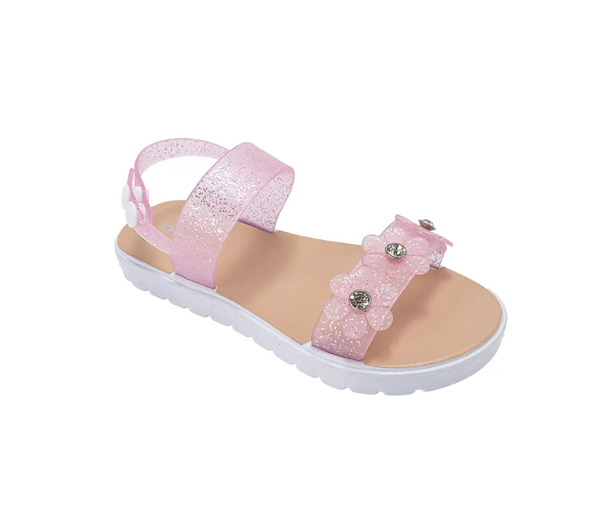 Bebe Girls Pcu Sandals – Cute Fashion Flat Summer Sandals For Girls With Glitter Flowers And Rhinestone Details 1