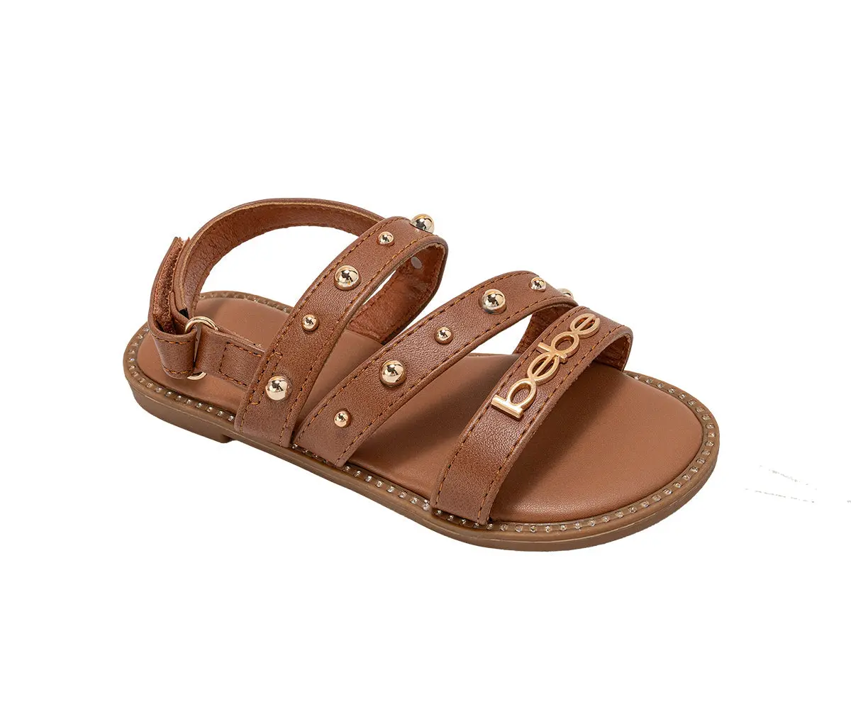 Bebe Girl's Fashion Sandals With Dome Stud And Bebe Logo Hw 1