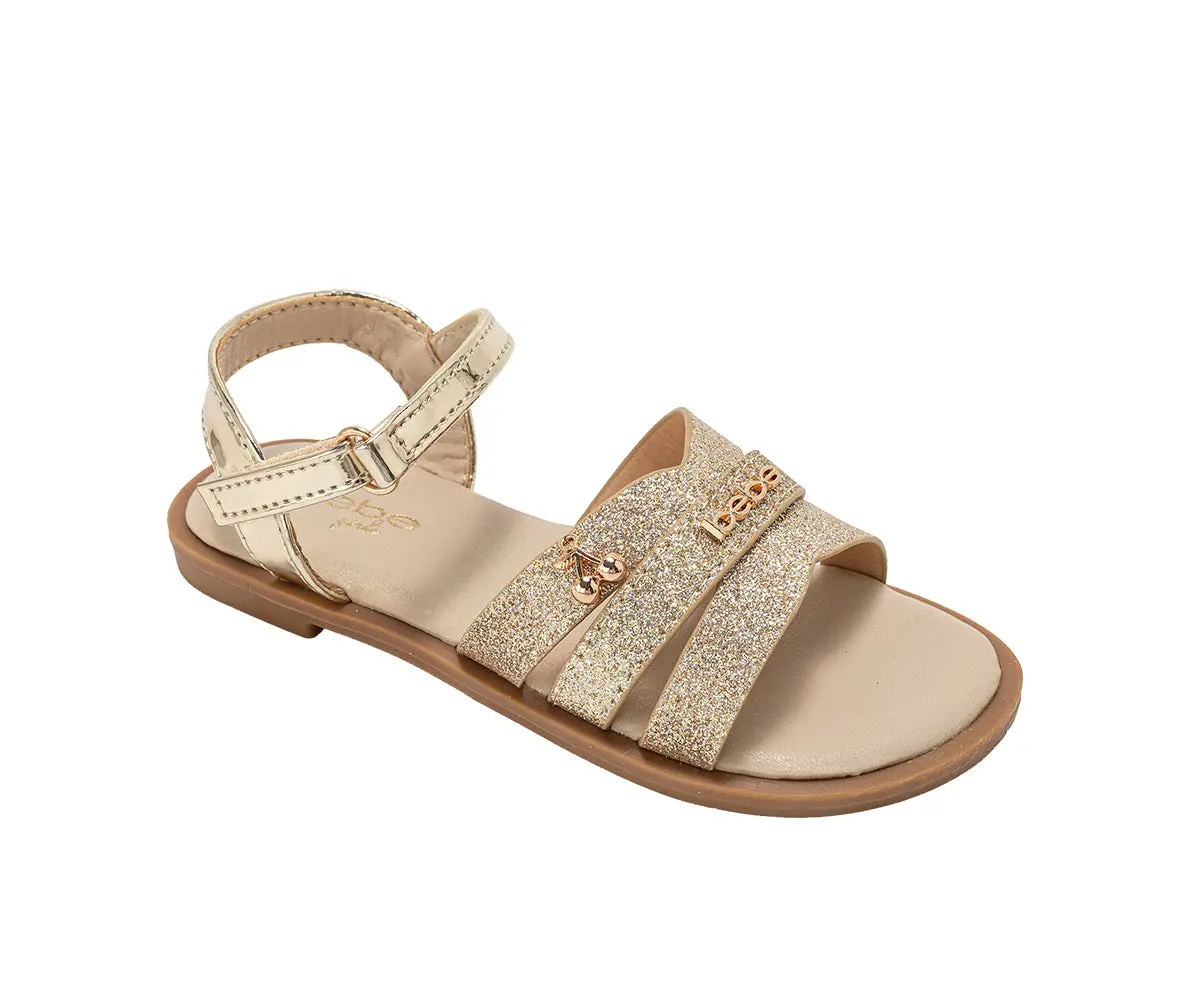Bebe Girl's Fashion Sandals - Stylish Dressy Shoes With Cherry Charm And Signature Bebe Logo Hardware 1
