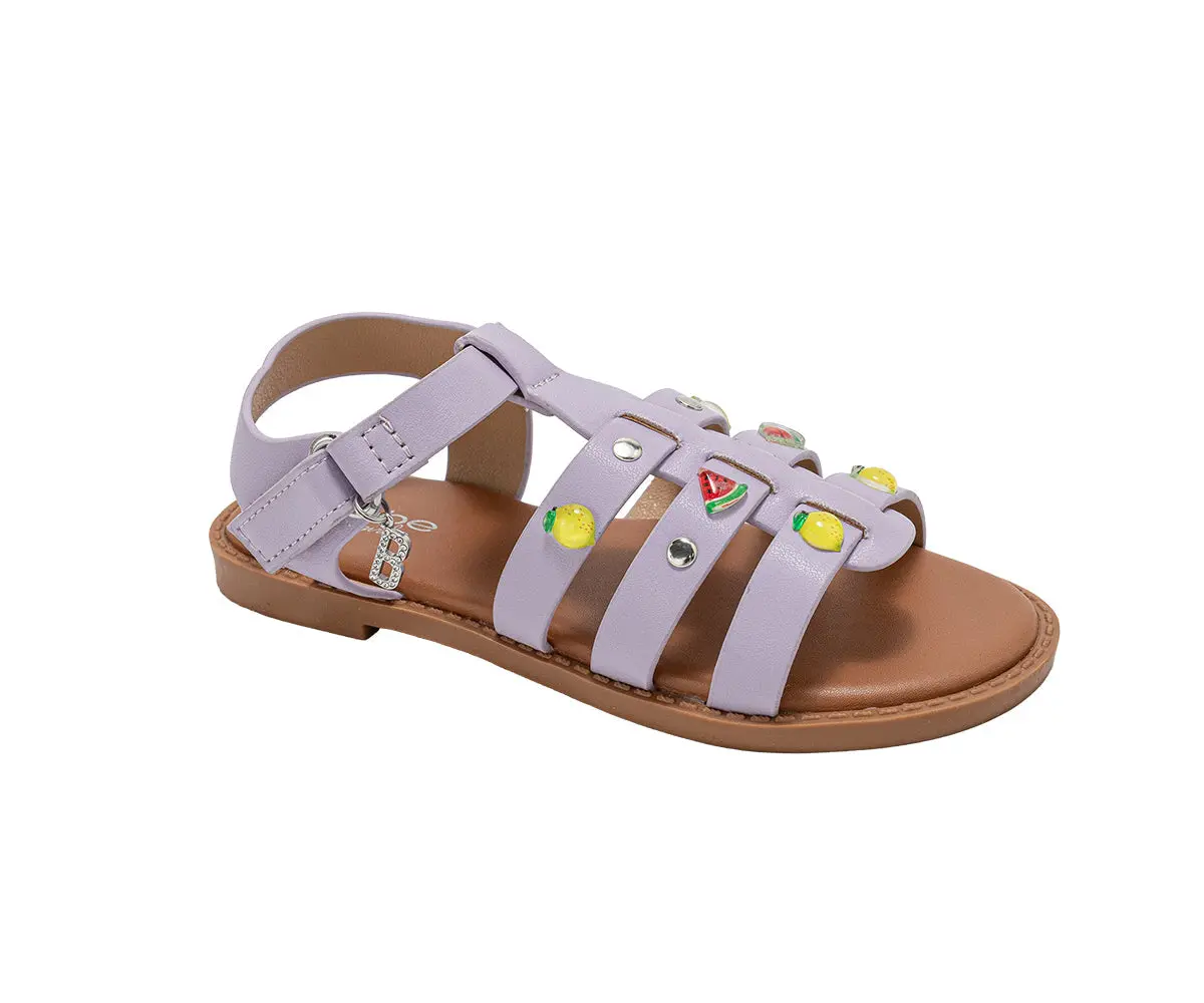 Bebe Girl's Fashion Sandals - Comfy Dressy Shoes With Fruit Accents, Studs, And Hanging "B" Charm 1