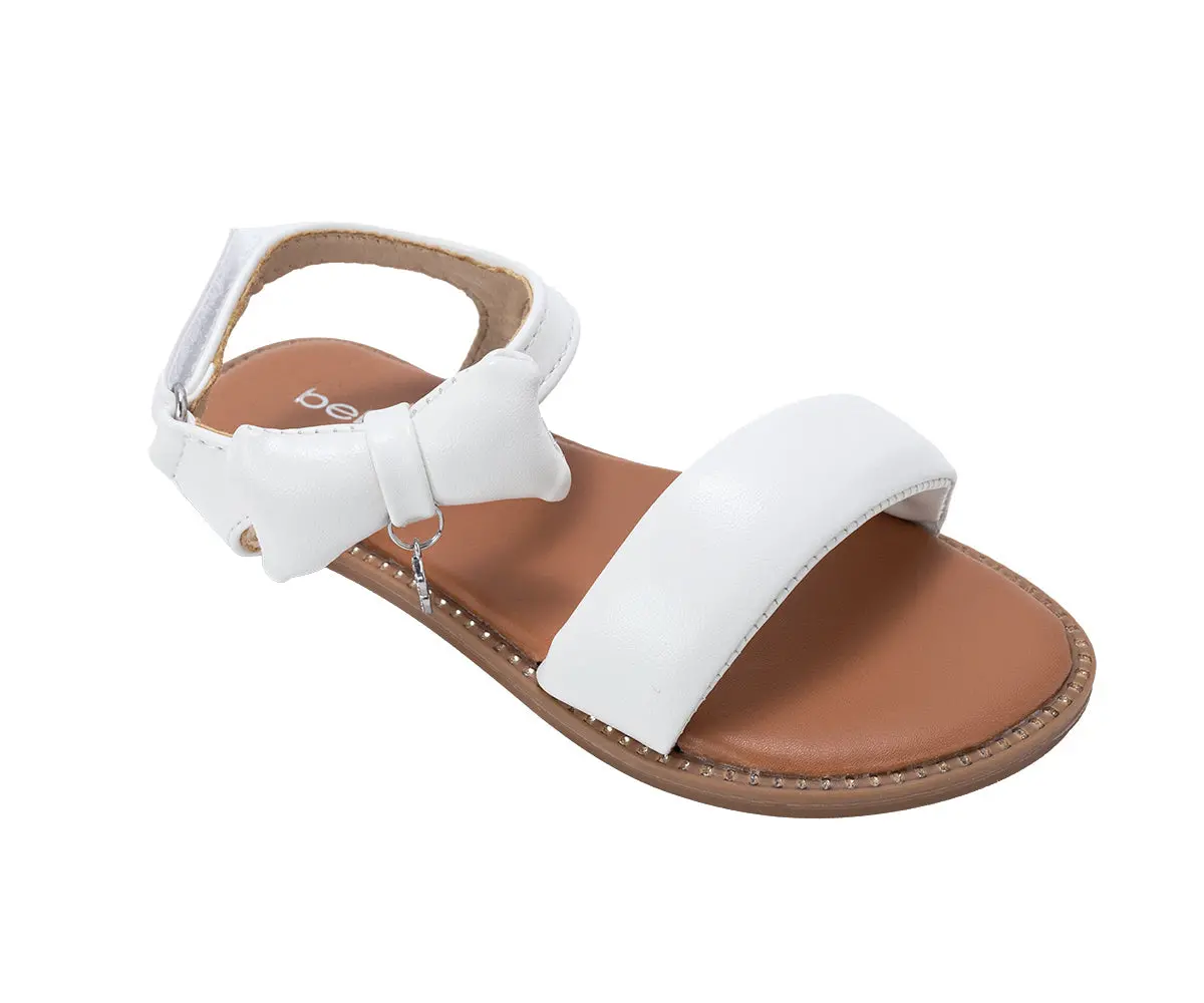 Bebe Girl's Fashion Sandals - Dressy Shoes With Puffy Bow And Hanging Logo Charm 1