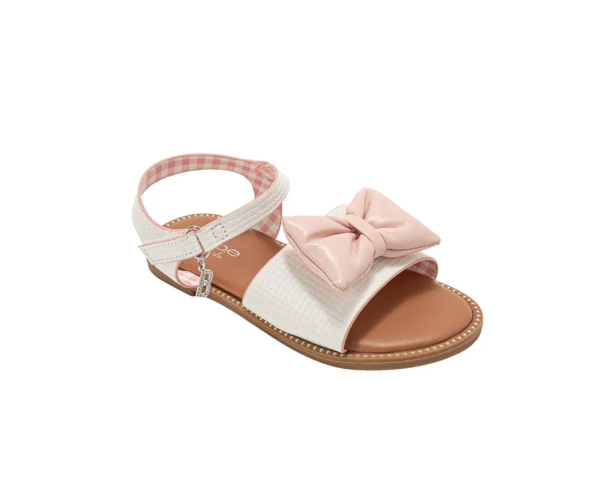 Bebe Girl's Fashion Sandals - Dressy Shoes With Puffy Bow Accent And Hanging Charm 1
