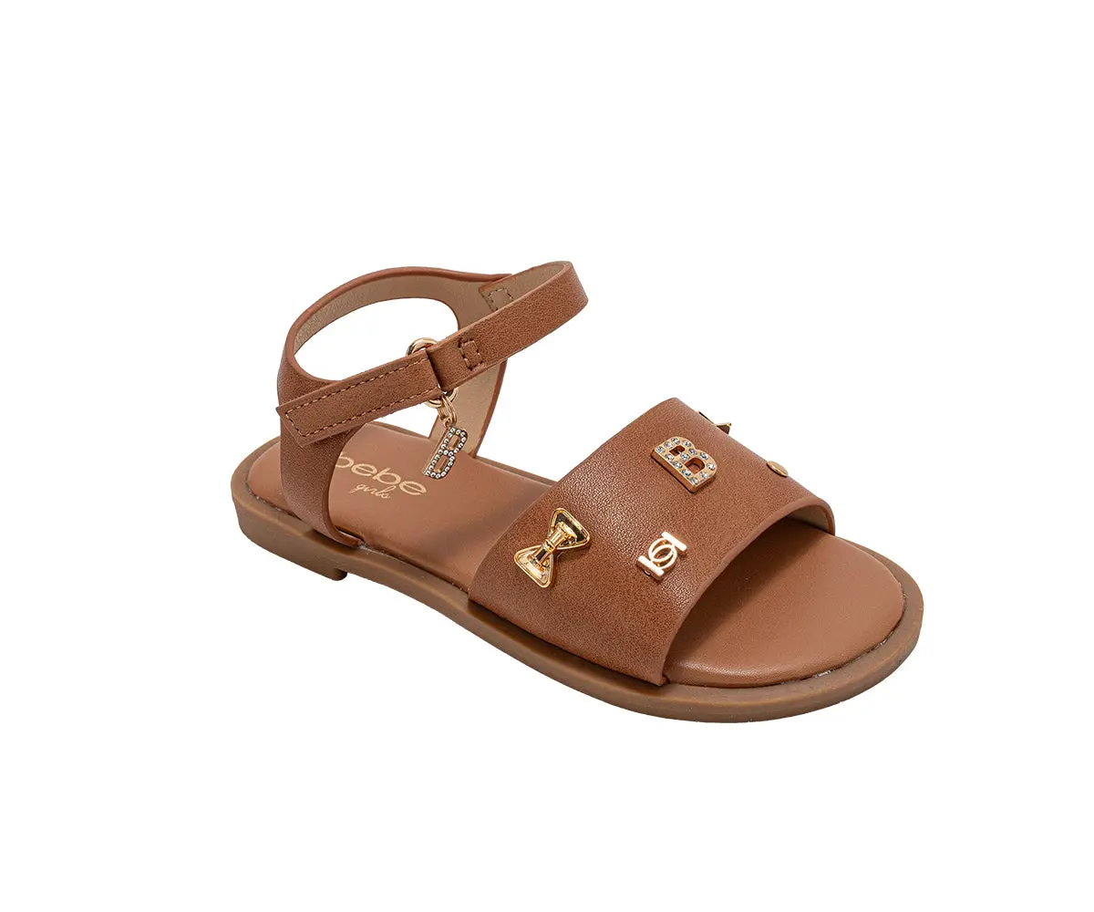 Bebe Girl's Fashion Sandals - Dressy Shoes With Decorative Metal Charms 1