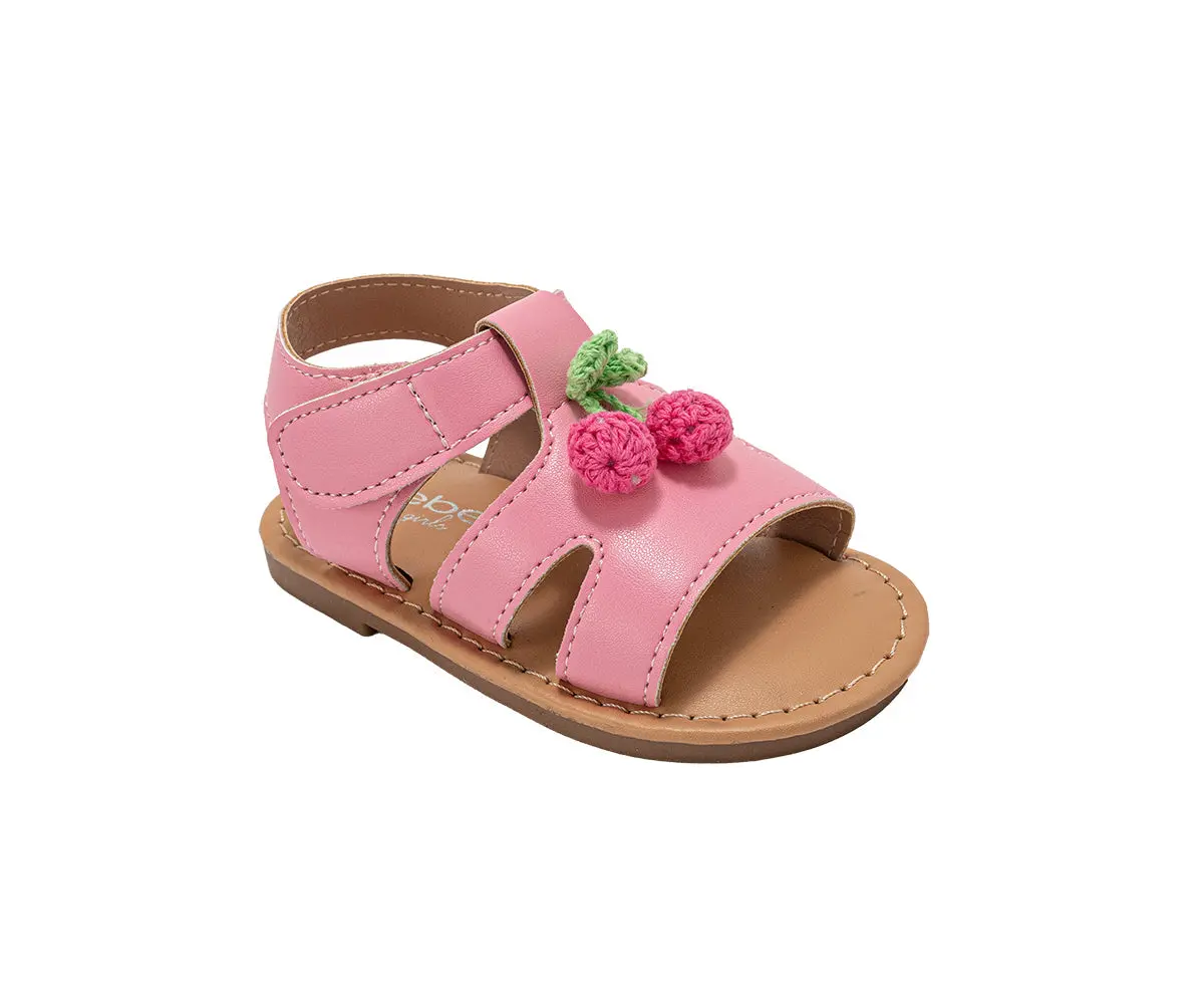 Bebe Toddler Girl's Fashion Sandals - Dressy Shoes With Crochet Fruit Details 1