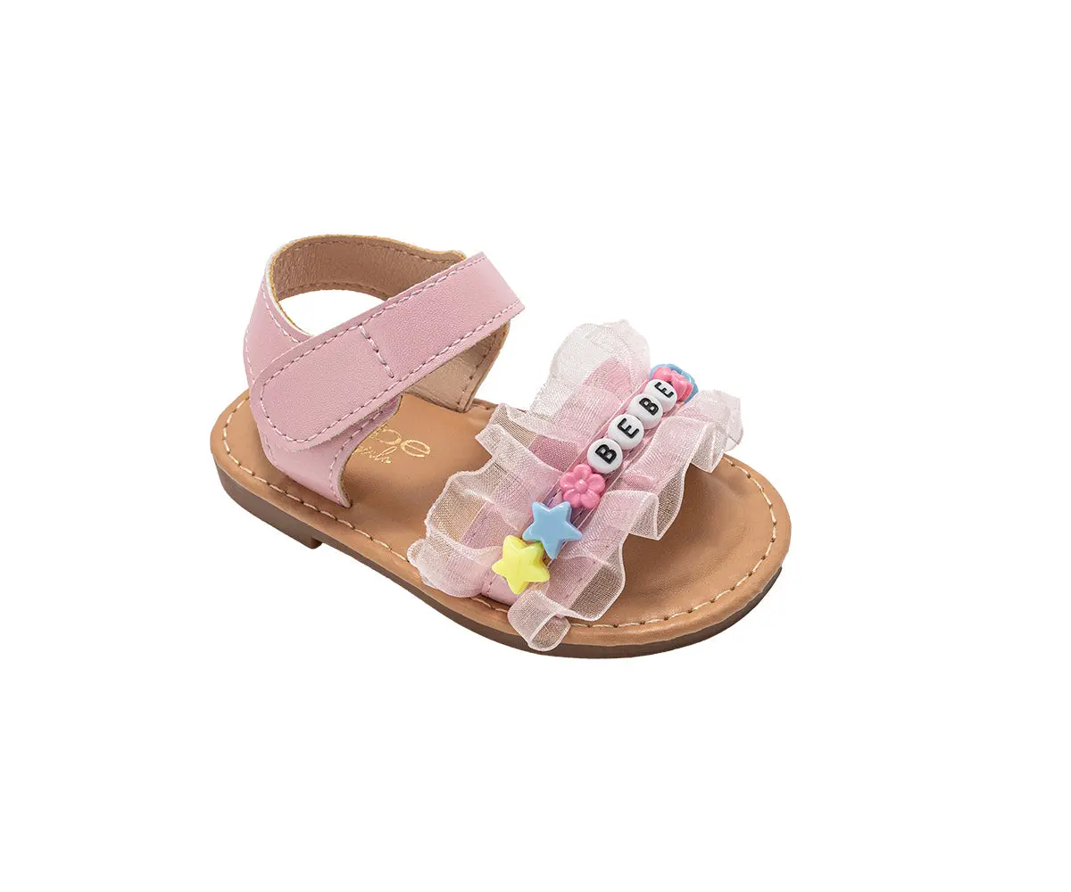 Bebe Toddler Girl's Fashion Sandals - Dressy Shoes With Ruffle Detail And Bebe Mix Beads 1