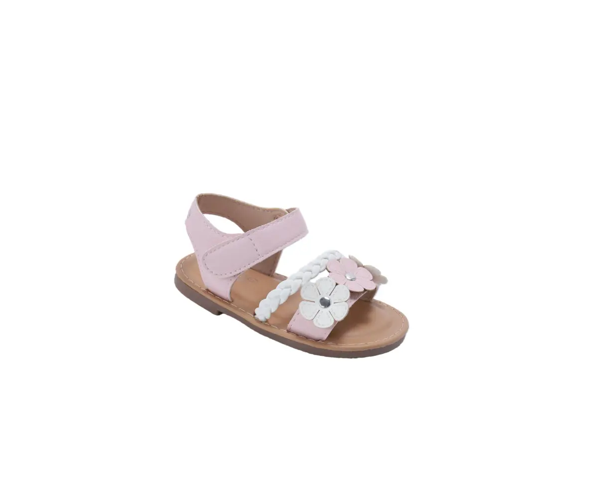 Bebe Toddler Girl's Fashion Sandals - Dressy Shoes With Braided Strap And Flower Applique 1