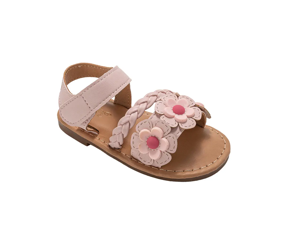 Bebe Toddler Girl's Sandals – Fashion Flat Sandals, Cute Summer Shoes For Little Girls With Flower And Braided Strap 1